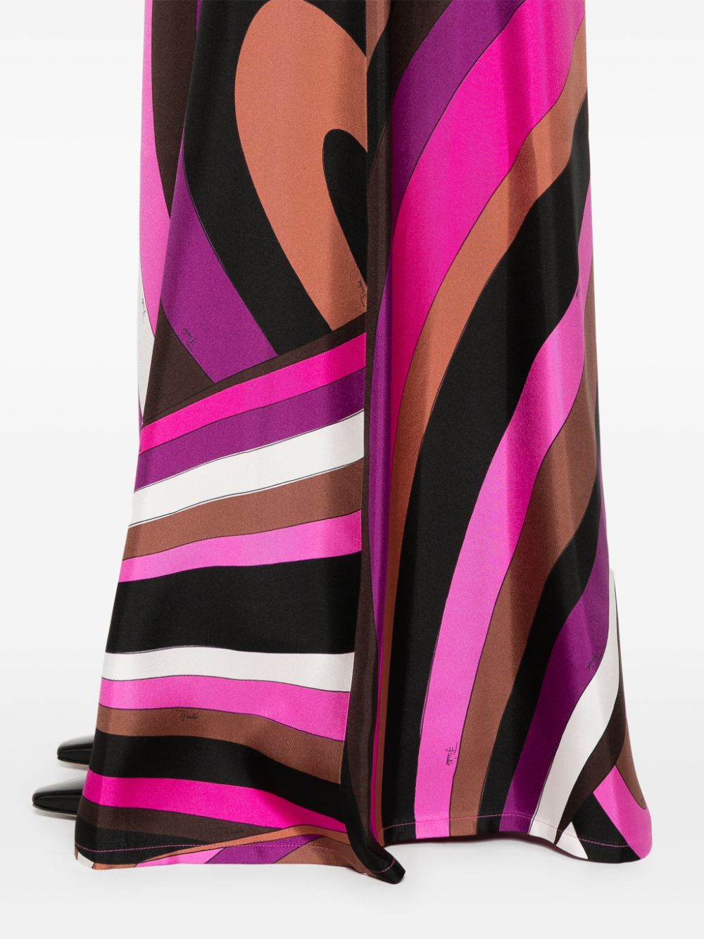 Pucci Logo Print Silk Satin Wide Leg Trousers - Fuchsia image 2