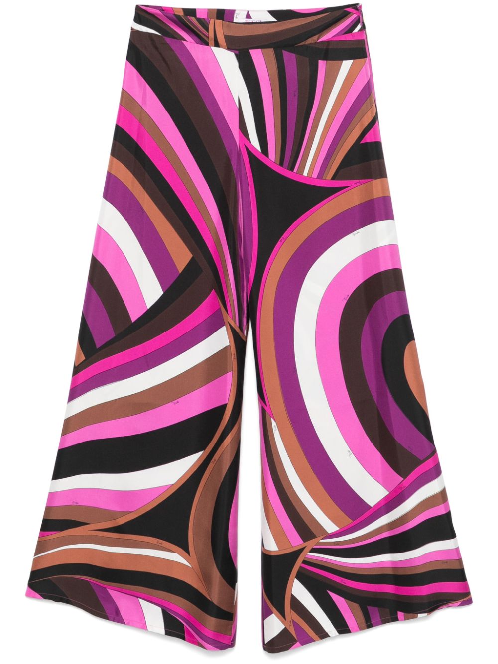 Pucci Logo Print Silk Satin Wide Leg Trousers - Fuchsia image 0