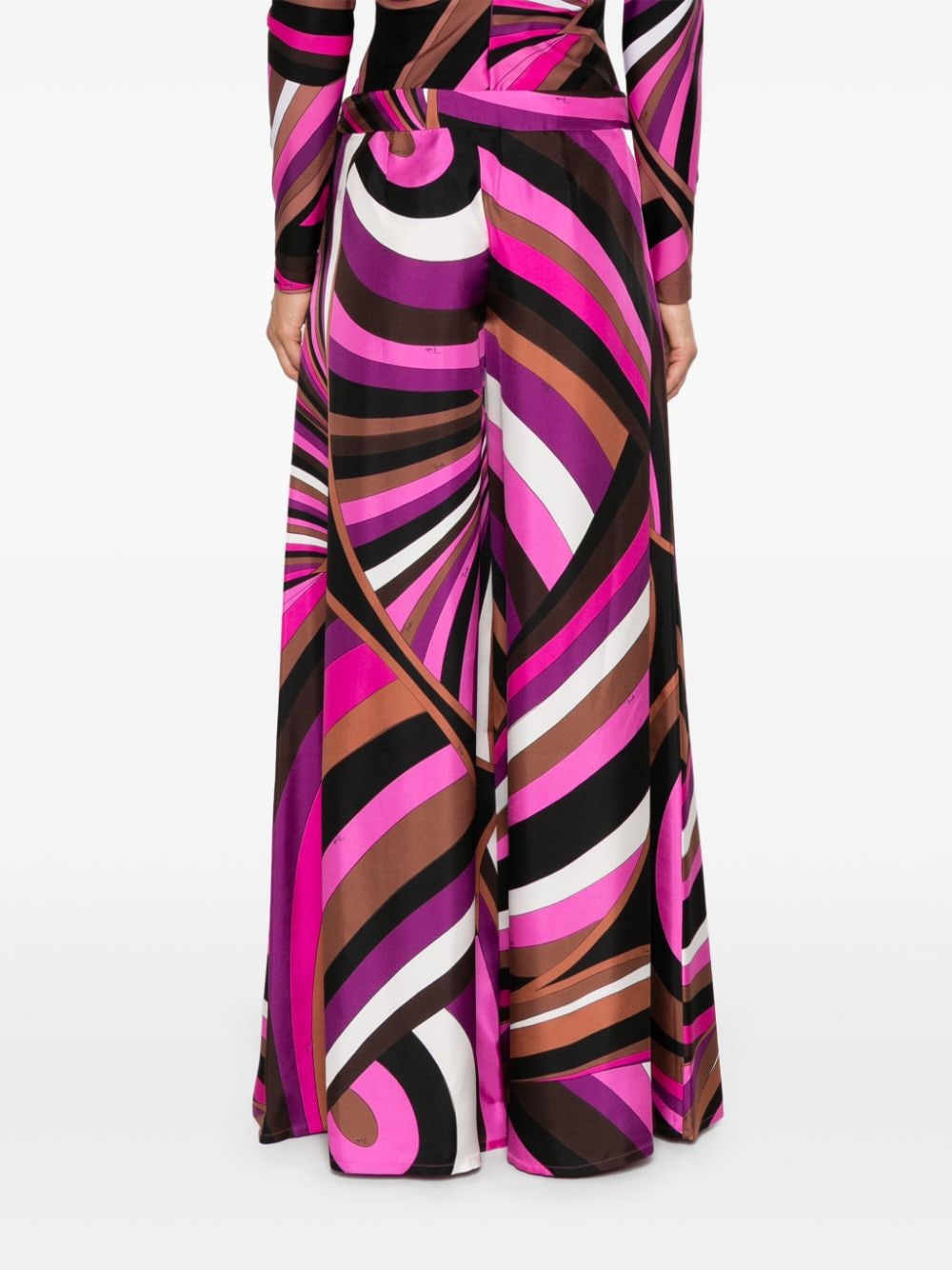 Pucci Logo Print Silk Satin Wide Leg Trousers - Fuchsia image 4