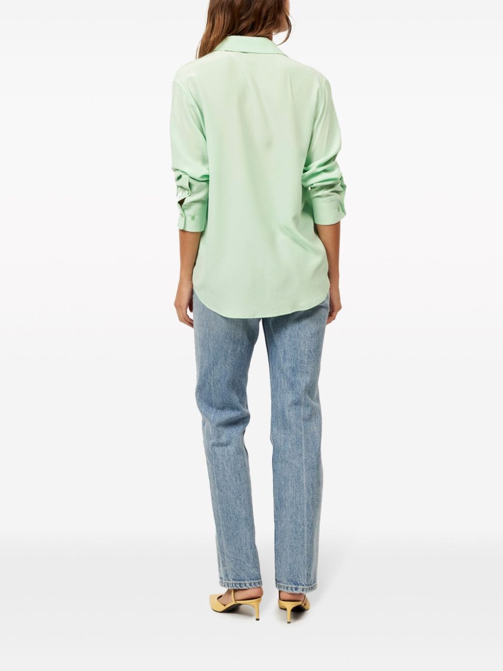 Green Silk Equipment Shirt with Classic Collar image 1