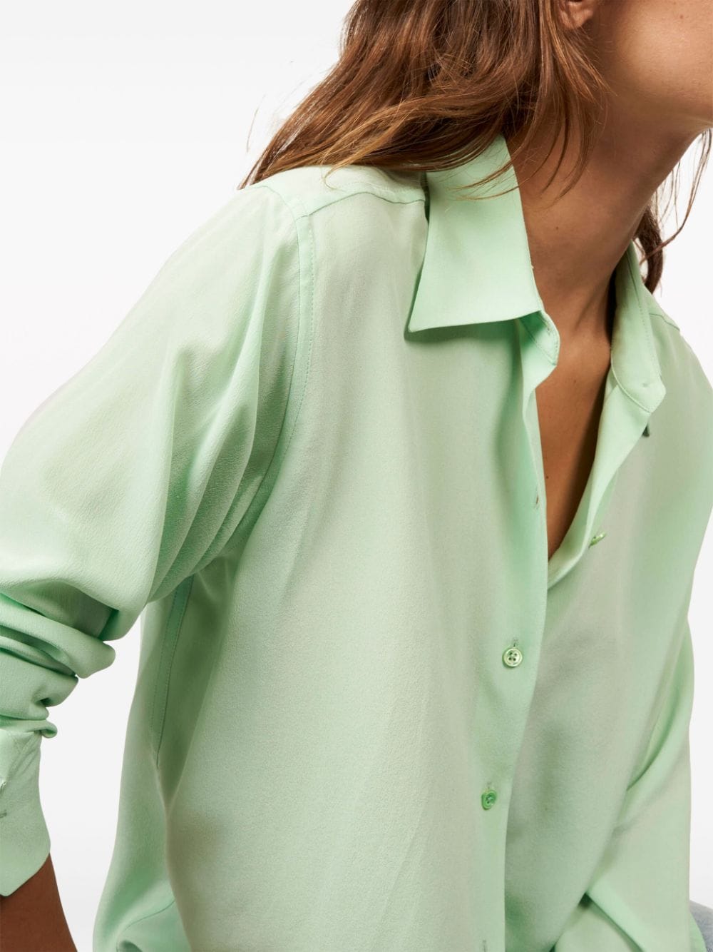 Green Silk Equipment Shirt with Classic Collar image 4