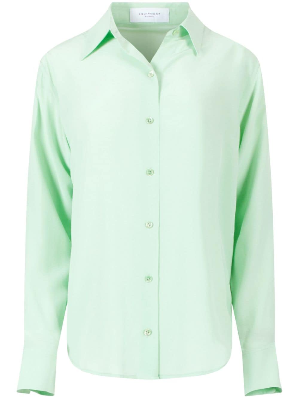 Green Silk Equipment Shirt with Classic Collar image 0