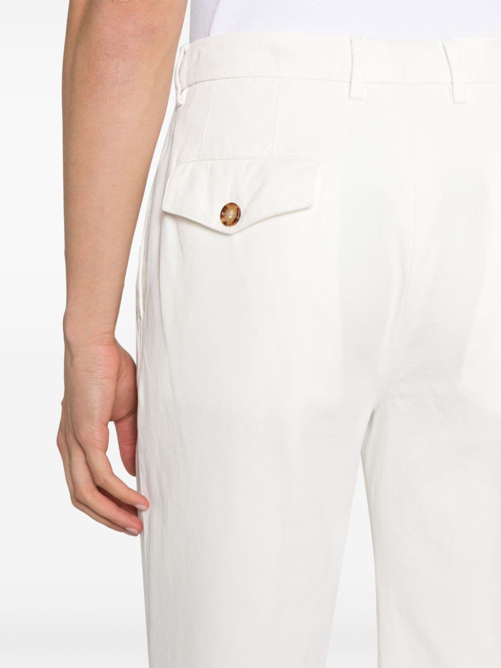 Brunello Cucinelli White Straight-Leg Cropped Trousers image 1