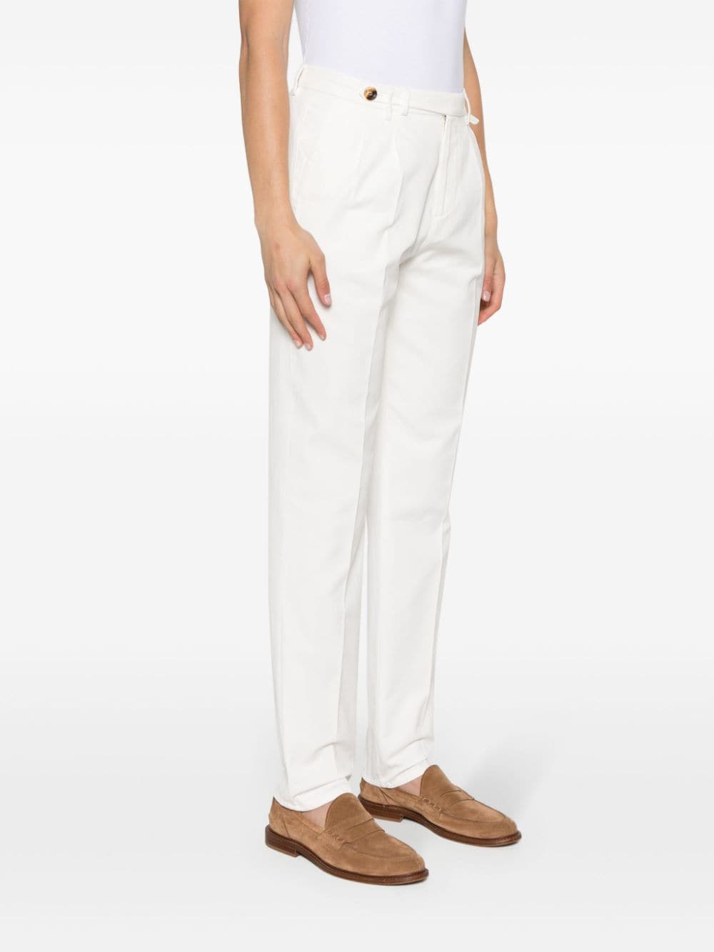 Brunello Cucinelli White Straight-Leg Cropped Trousers image 2