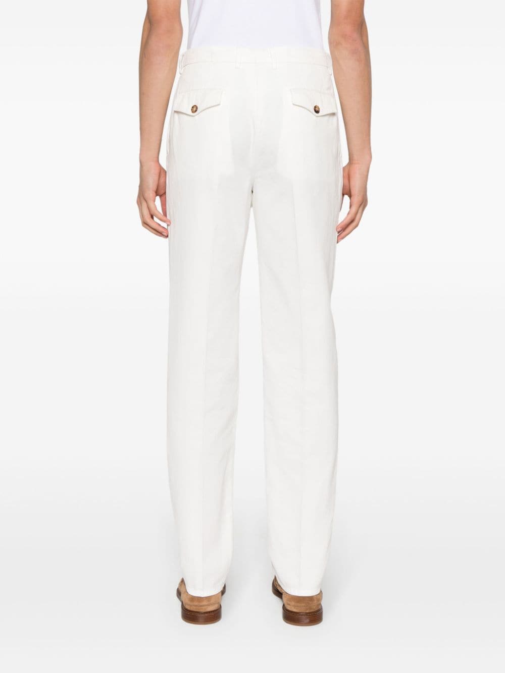 Brunello Cucinelli White Straight-Leg Cropped Trousers image 4