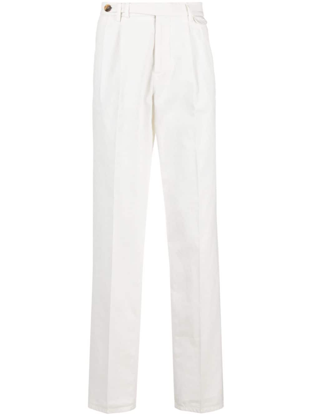 Brunello Cucinelli White Straight-Leg Cropped Trousers image 0