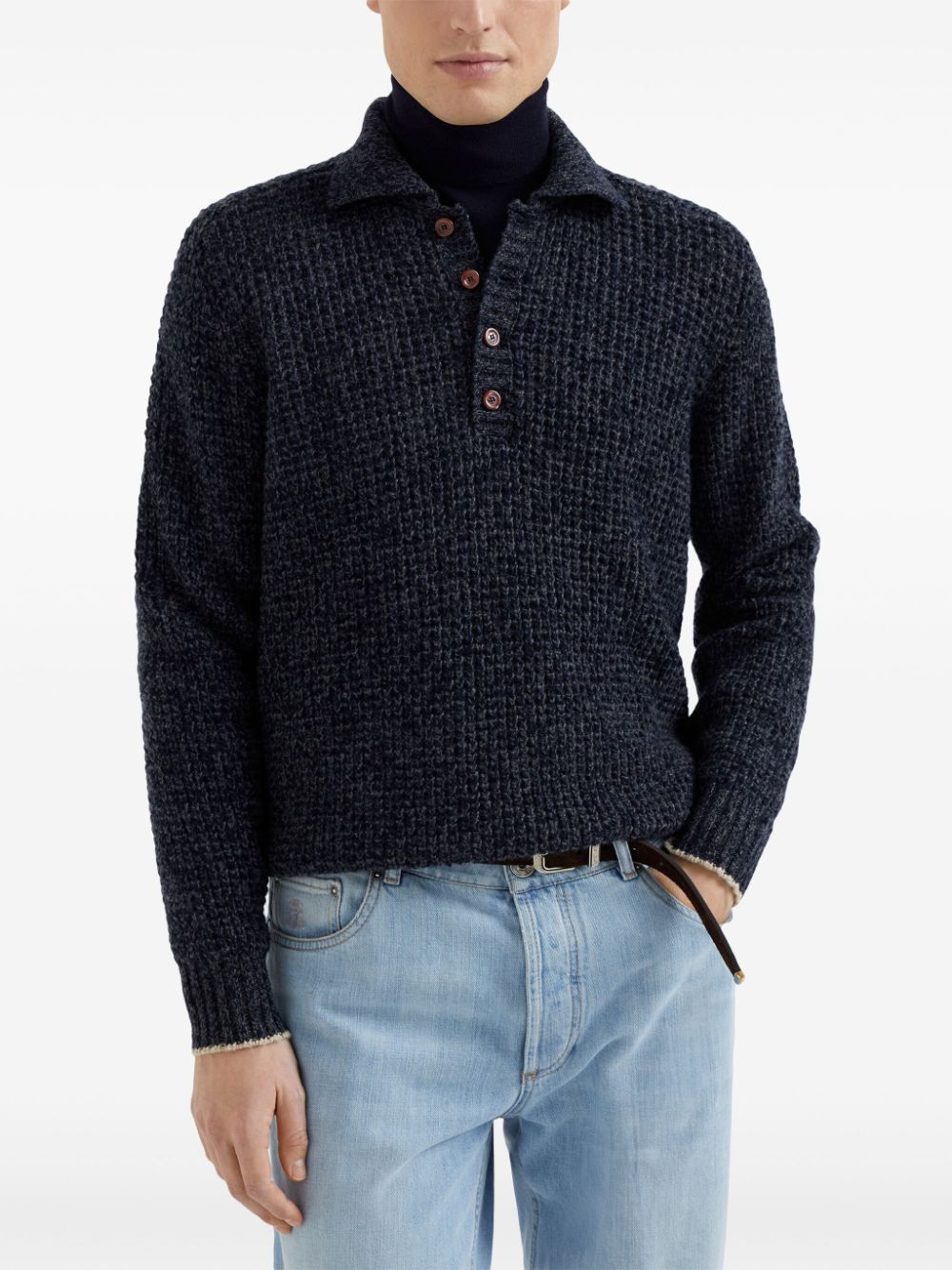 Brunello Cucinelli Blue Cashmere Blend Sweater image 1