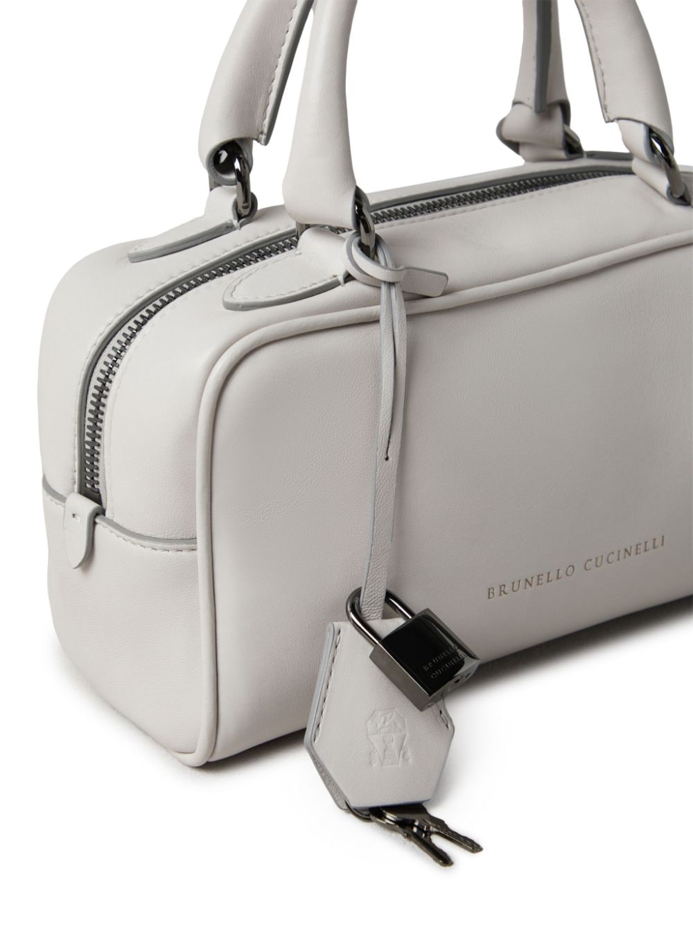 Brunello Cucinelli Light Grey Leather Shoulder Bag image 1