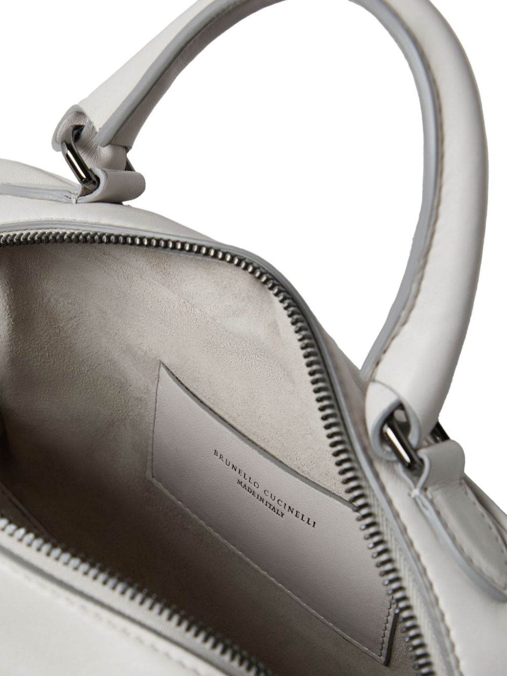 Brunello Cucinelli Light Grey Leather Shoulder Bag image 4