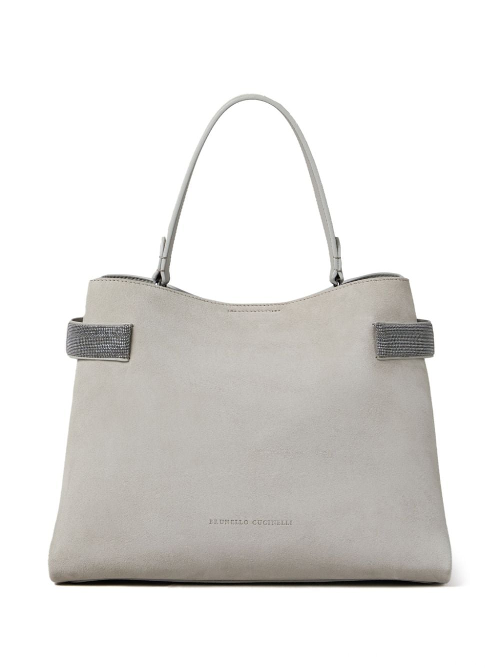 Brunello Cucinelli Light Grey Calf Suede Top Handle Bag image 1