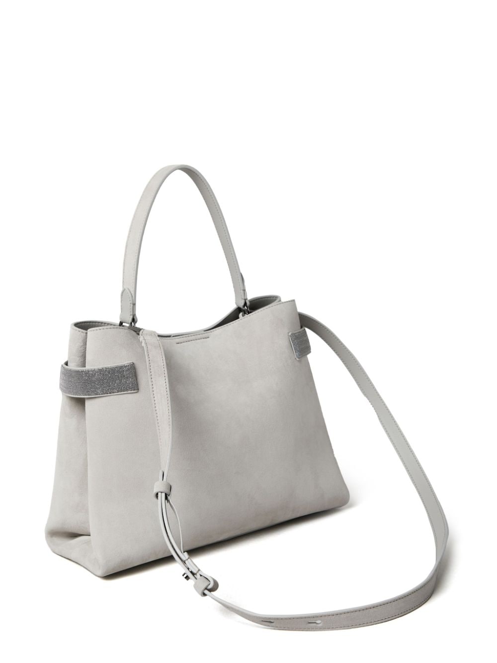 Brunello Cucinelli Light Grey Calf Suede Top Handle Bag image 2