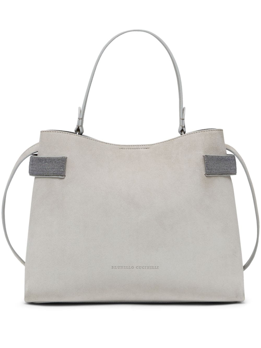 Brunello Cucinelli Light Grey Calf Suede Top Handle Bag image 0