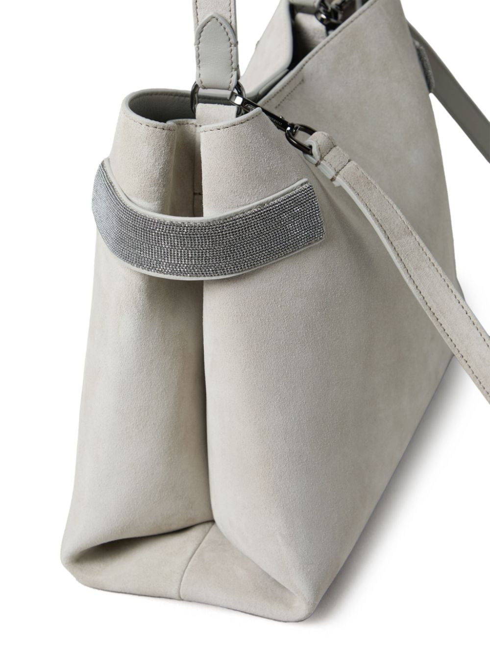 Brunello Cucinelli Light Grey Calf Suede Top Handle Bag image 5