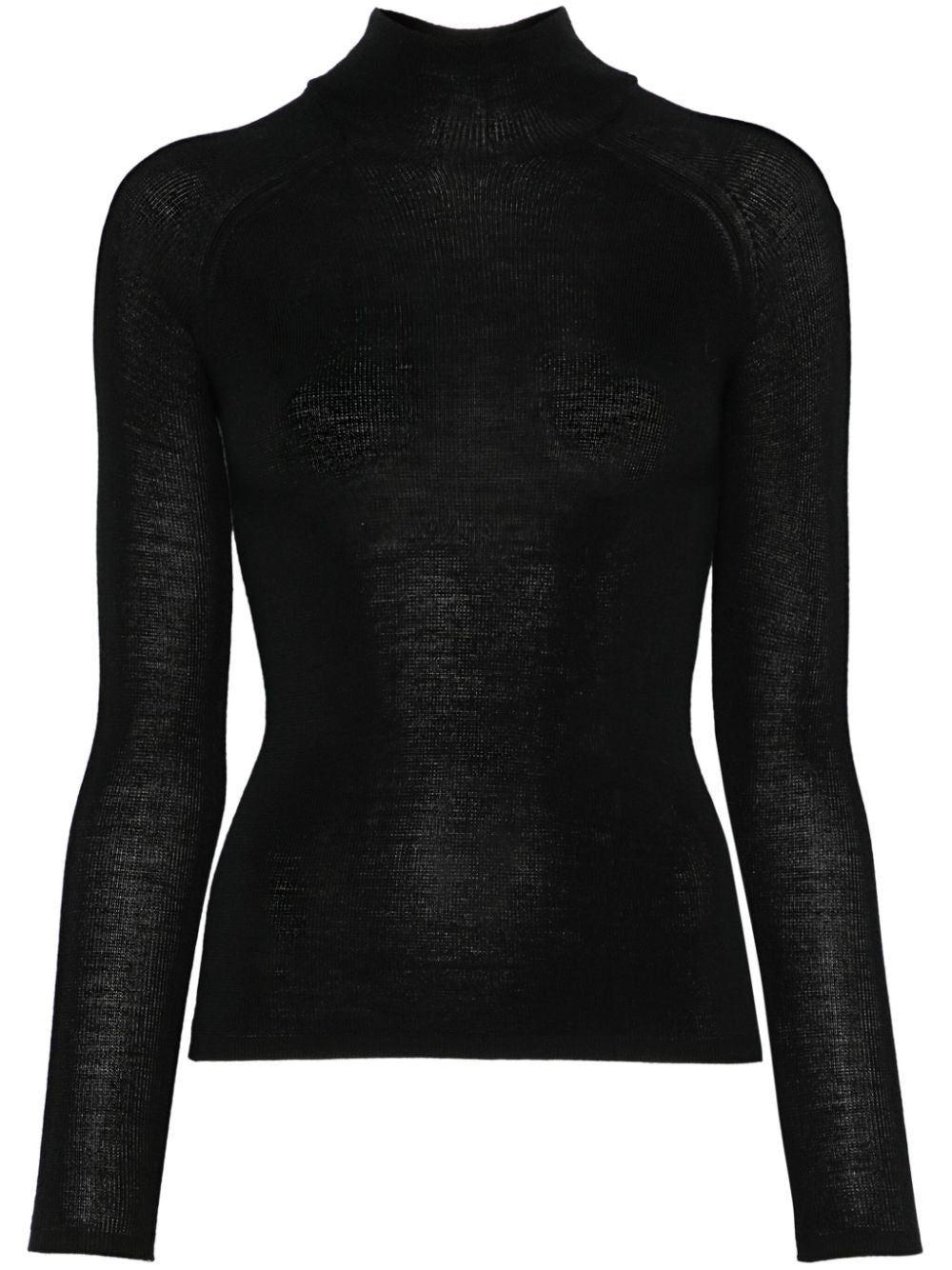 Majestic Black Merino Wool Blend Roll Neck Sweater image 0