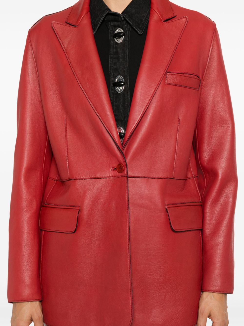 Parosh Red Lambskin Leather Jacket image 1