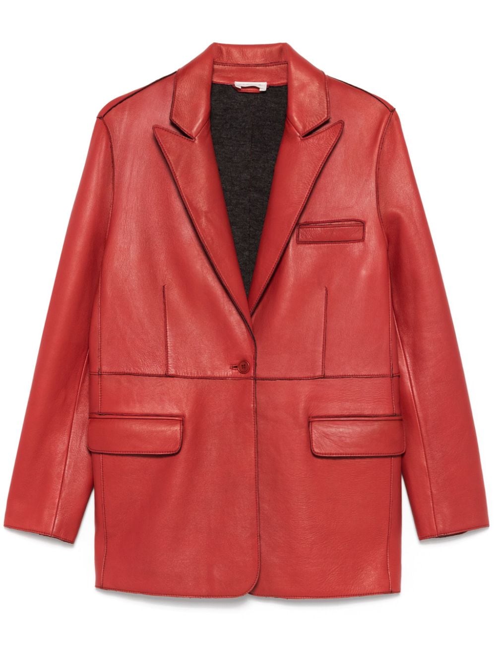 Parosh Red Lambskin Leather Jacket image 0