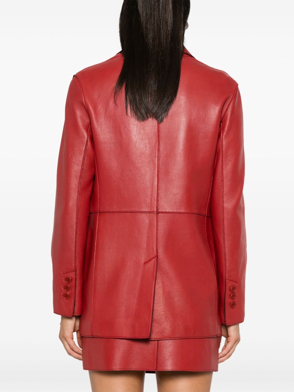 Parosh Red Lambskin Leather Jacket image 2