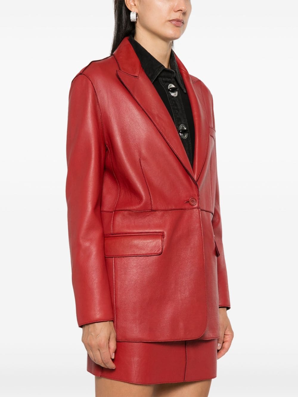 Parosh Red Lambskin Leather Jacket image 4