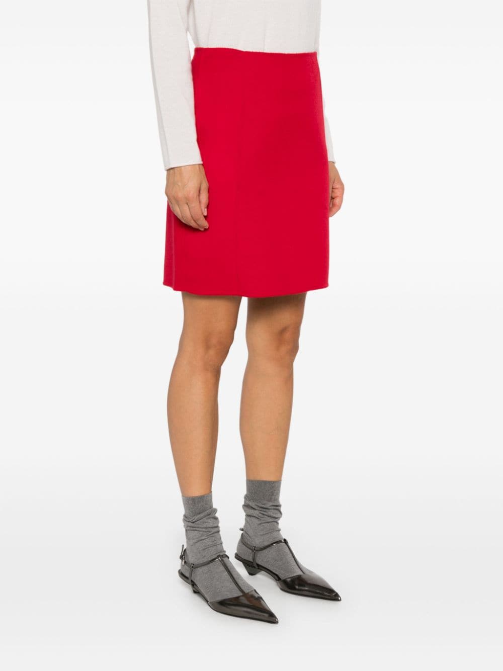 Parosh Red Wool Skirt with Side Zip image 1