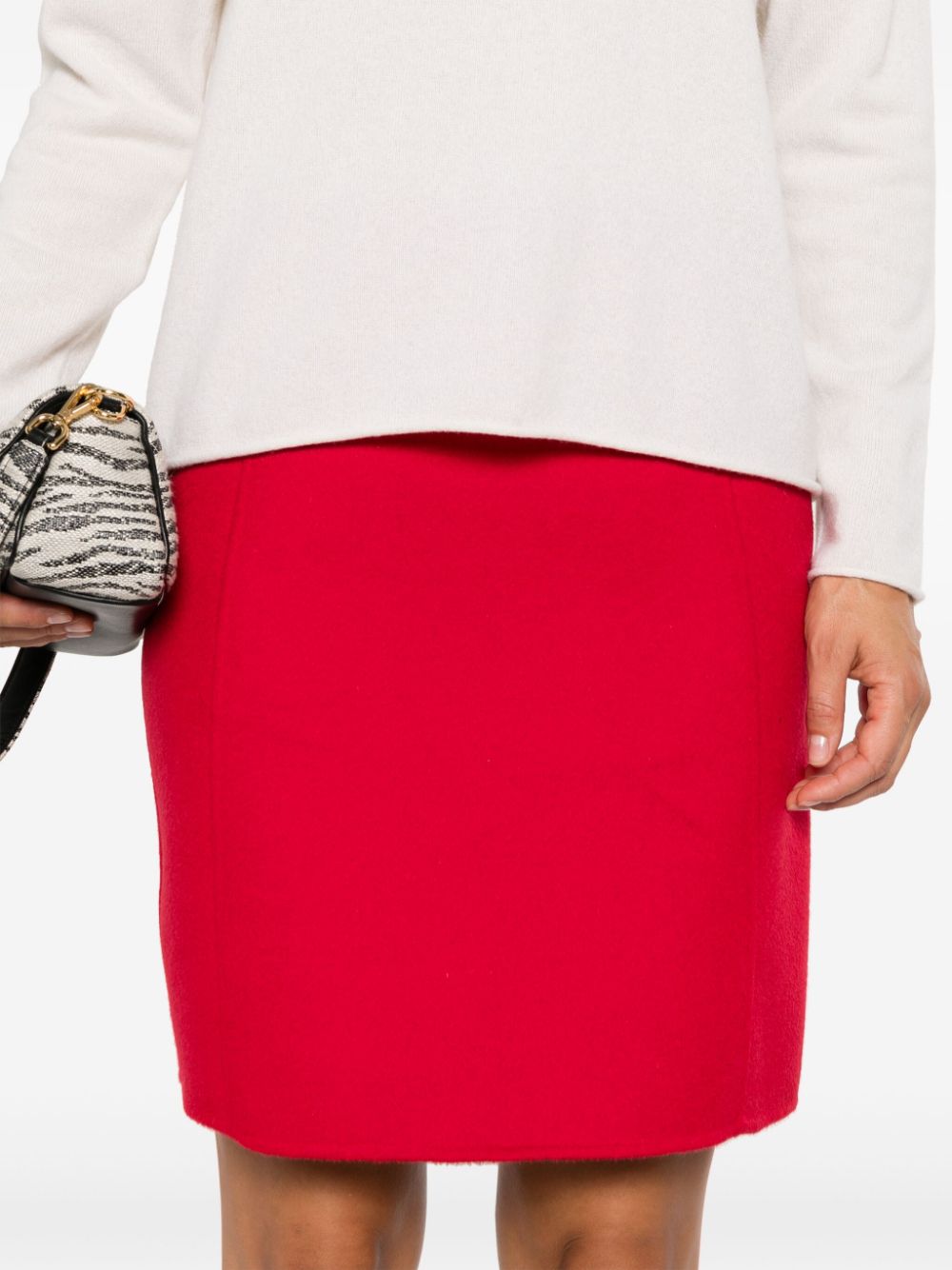 Parosh Red Wool Skirt with Side Zip image 2