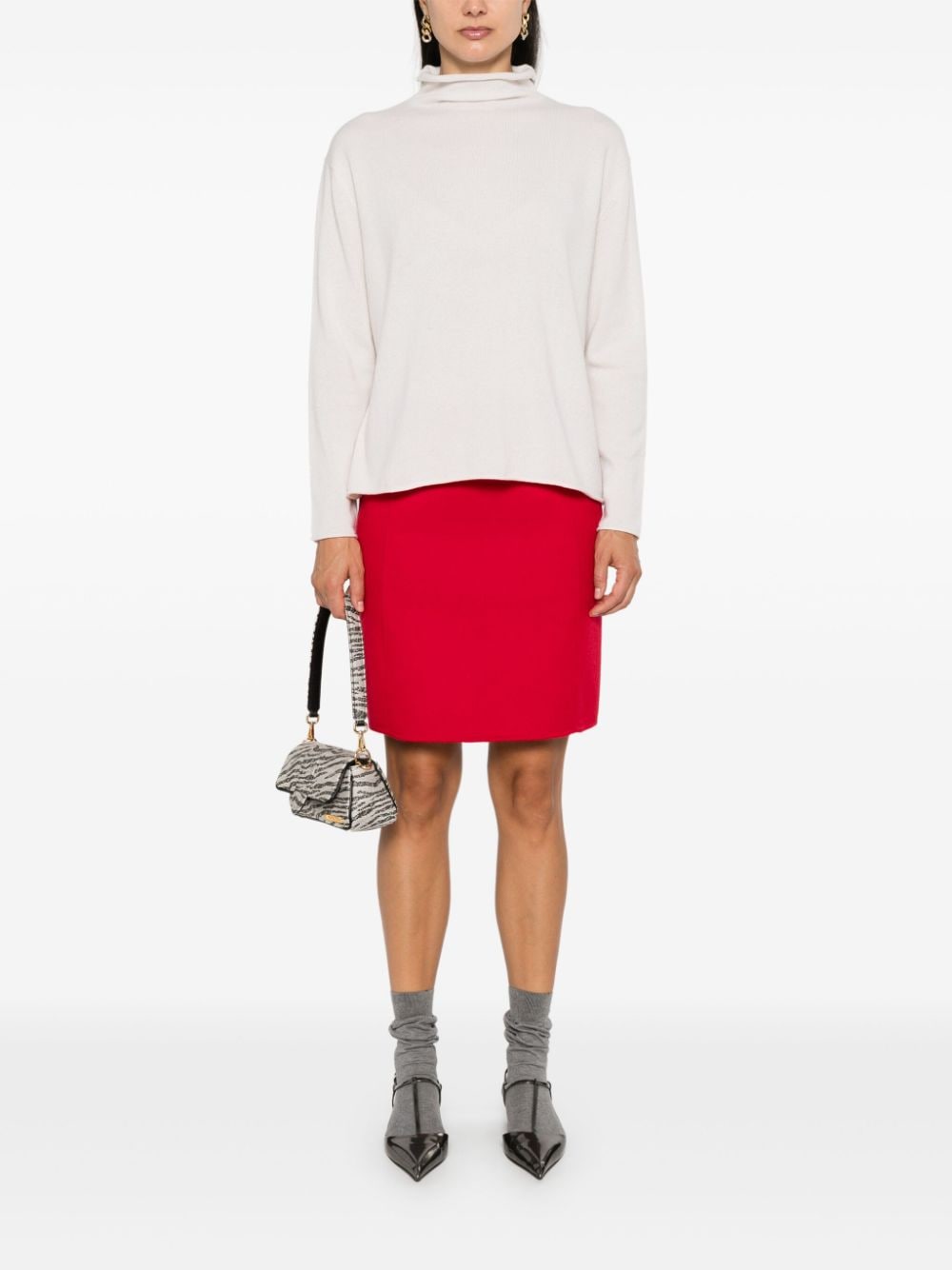 Parosh Red Wool Skirt with Side Zip image 3