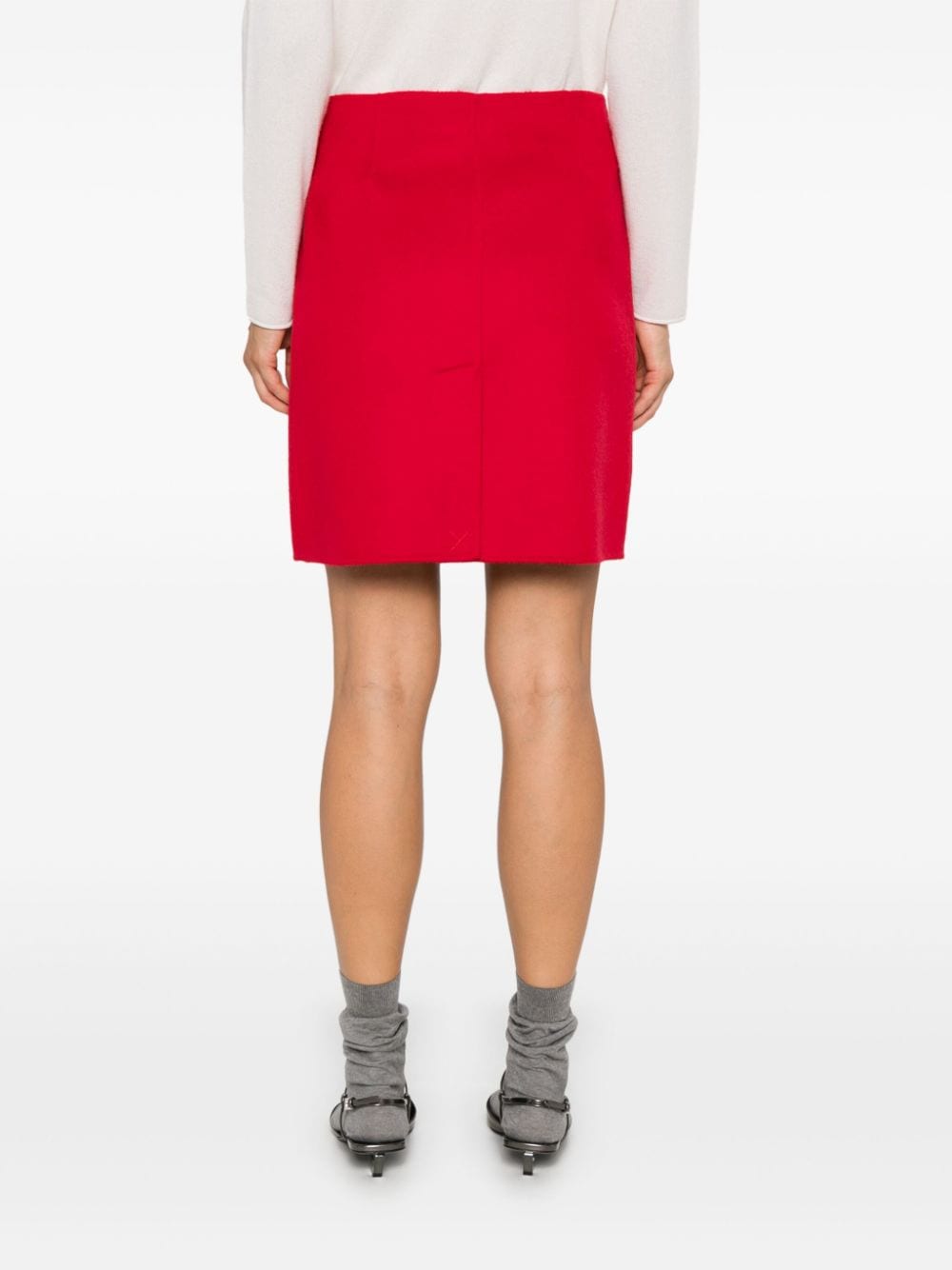 Parosh Red Wool Skirt with Side Zip image 4