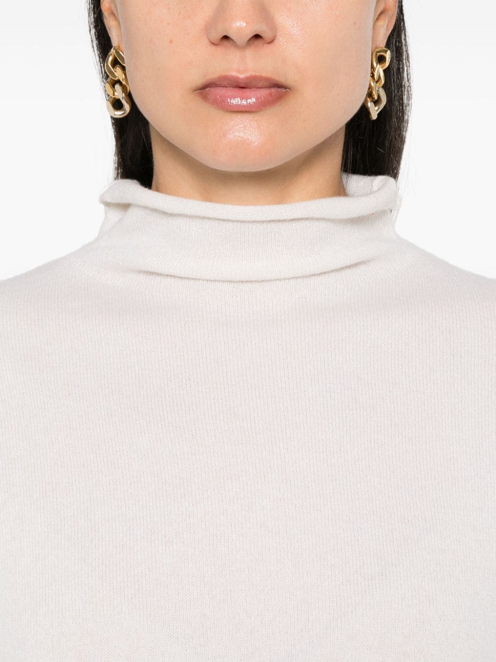 LISA YANG Beige Cashmere Mock Neck Sweater image 1