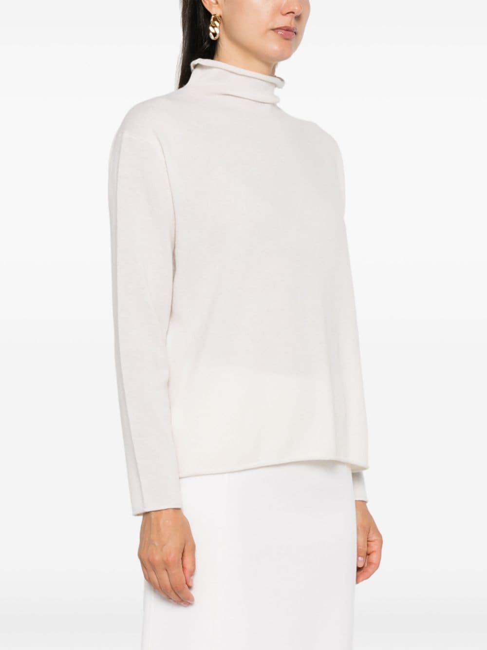 LISA YANG Beige Cashmere Mock Neck Sweater image 2