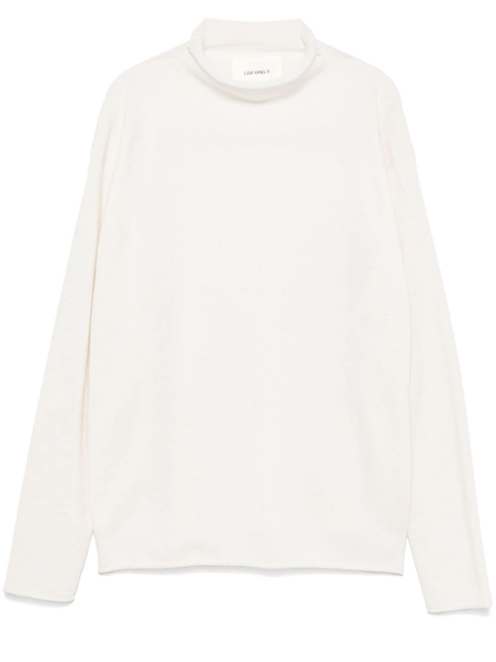 LISA YANG Beige Cashmere Mock Neck Sweater image 0