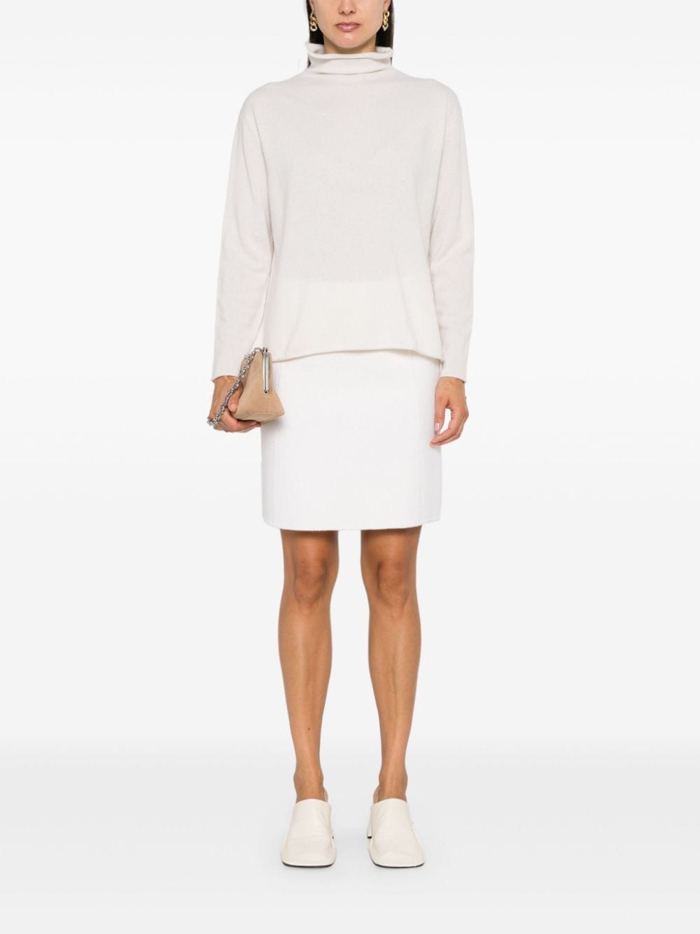 LISA YANG Beige Cashmere Mock Neck Sweater image 4