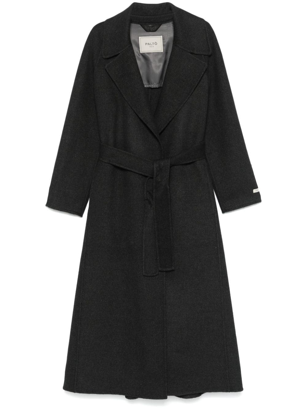 SLEEKEO Grey Wool Blend Felted Coat with Self-Tie Fastening image 0