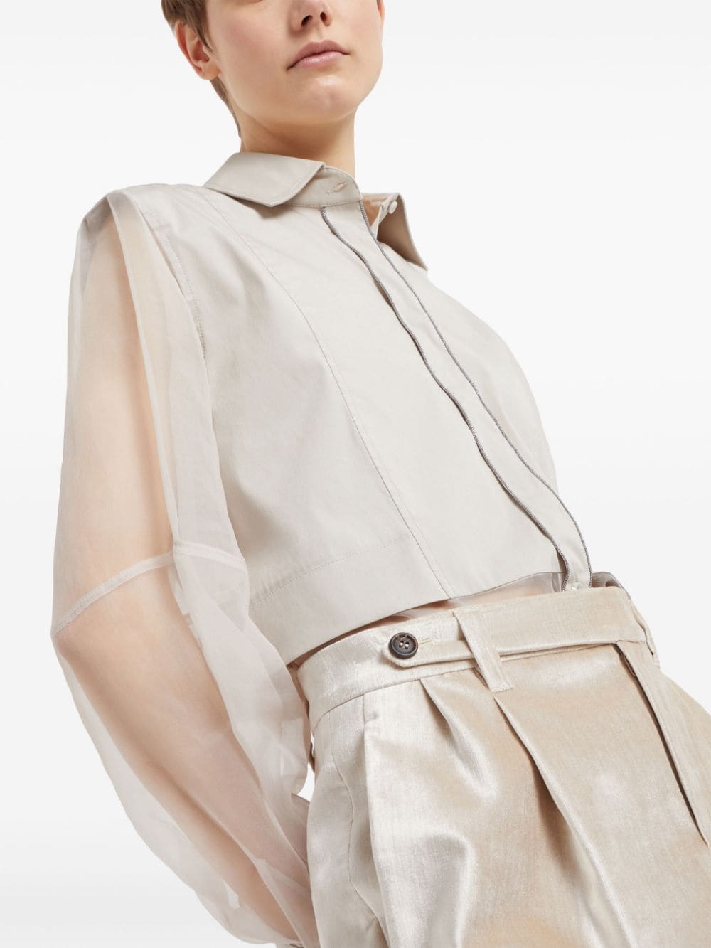 Brunello Cucinelli Cotton Blend Skirt with Pleated Detailing image 4