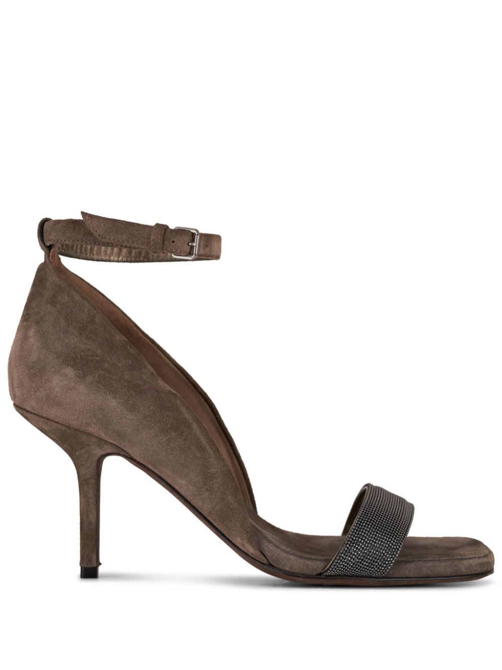 Brunello Cucinelli Brown Leather Sandal with Heel image 0