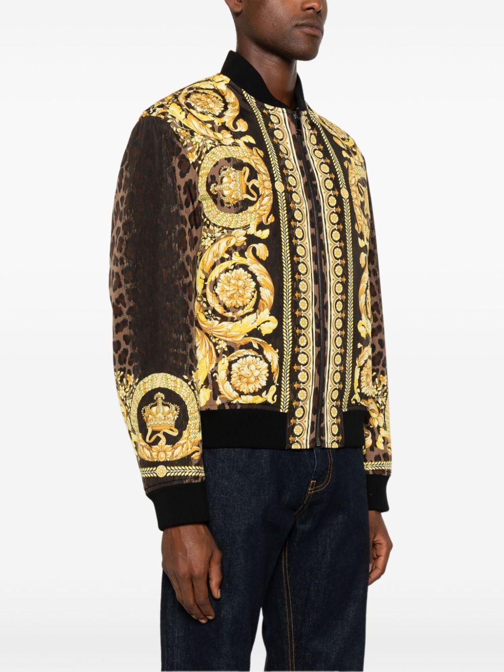 Versace Barocco Print Baseball Collar Coat image 3