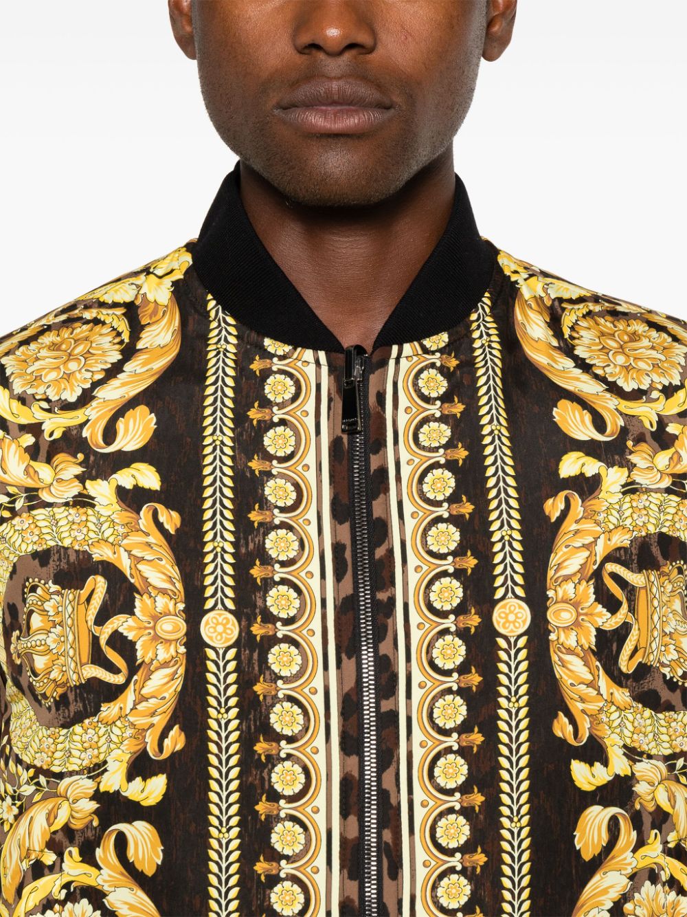 Versace Barocco Print Baseball Collar Coat image 4