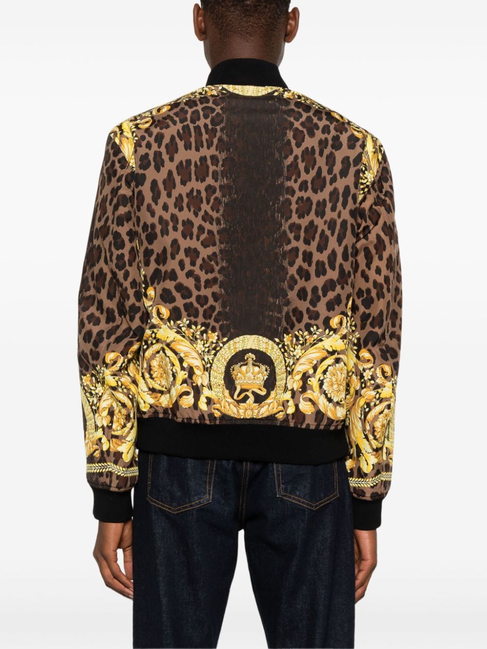 Versace Barocco Print Baseball Collar Coat image 5