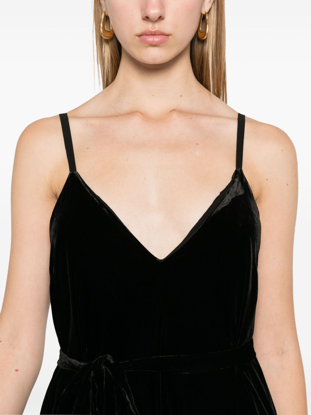 Gold Hawk Black Velvet V-Neck Sleeveless Dress image 1