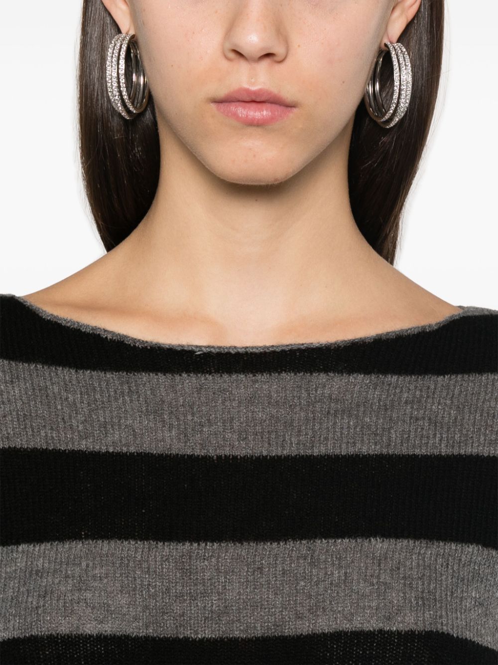 BEYOU Black Cashmere Stripe Sweater image 1