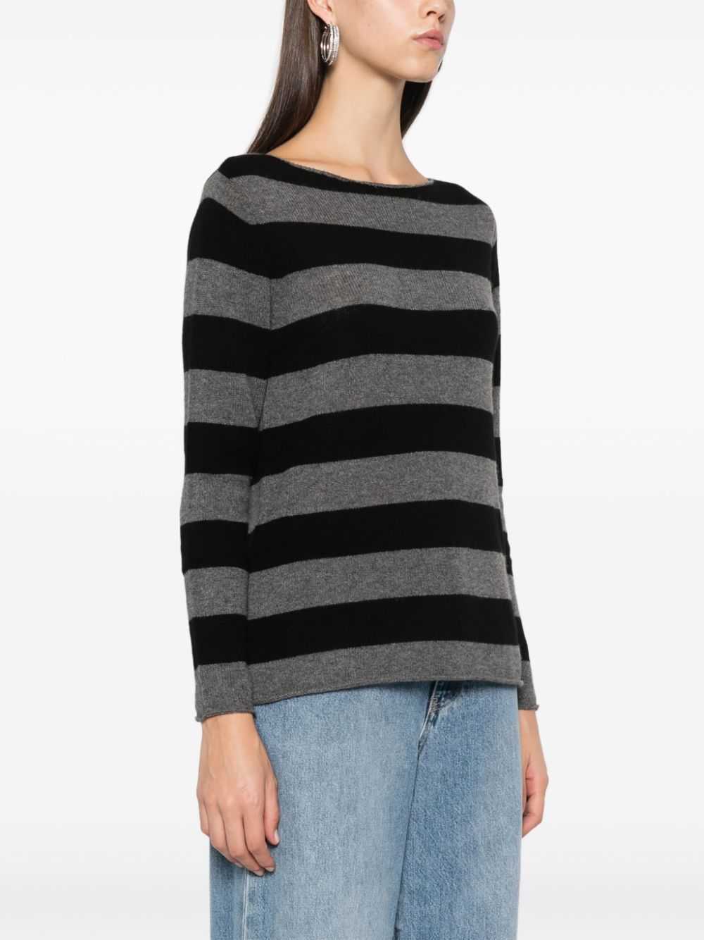 BEYOU Black Cashmere Stripe Sweater image 2