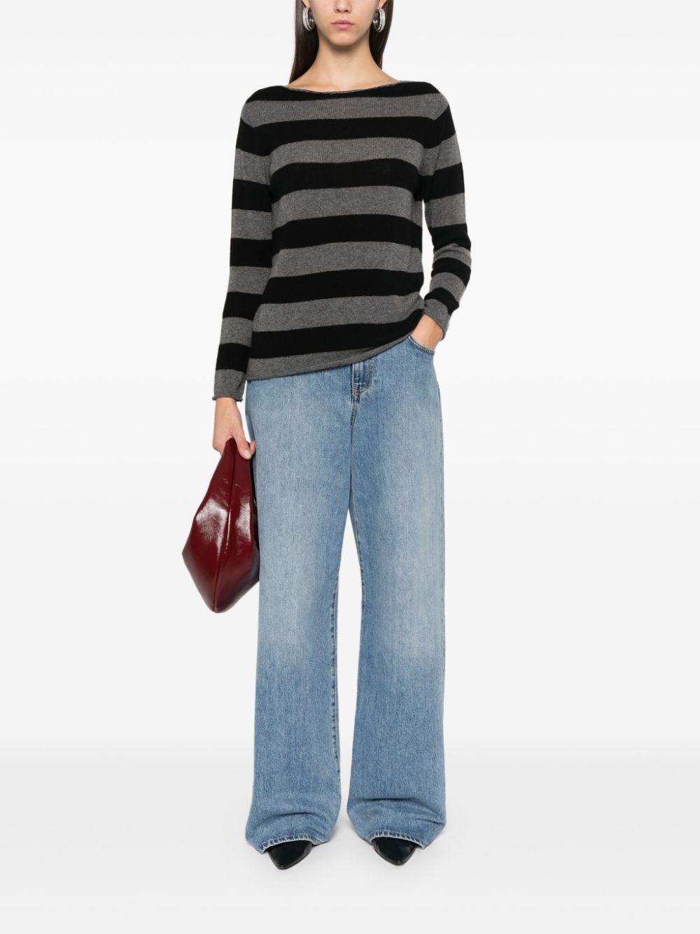 BEYOU Black Cashmere Stripe Sweater image 3