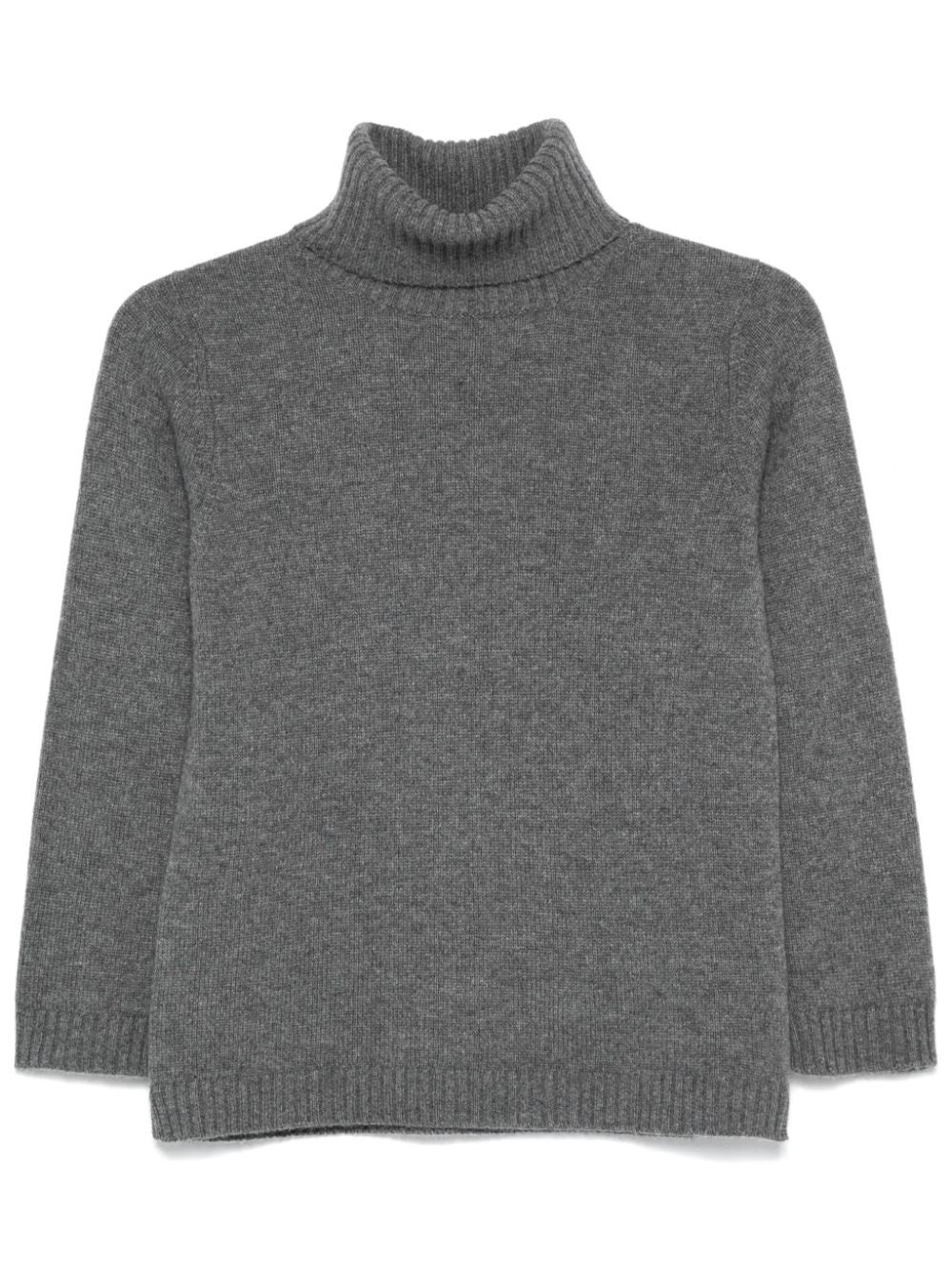 BEYOU Grey Cashmere Sweater with Ribbed Trim image 0