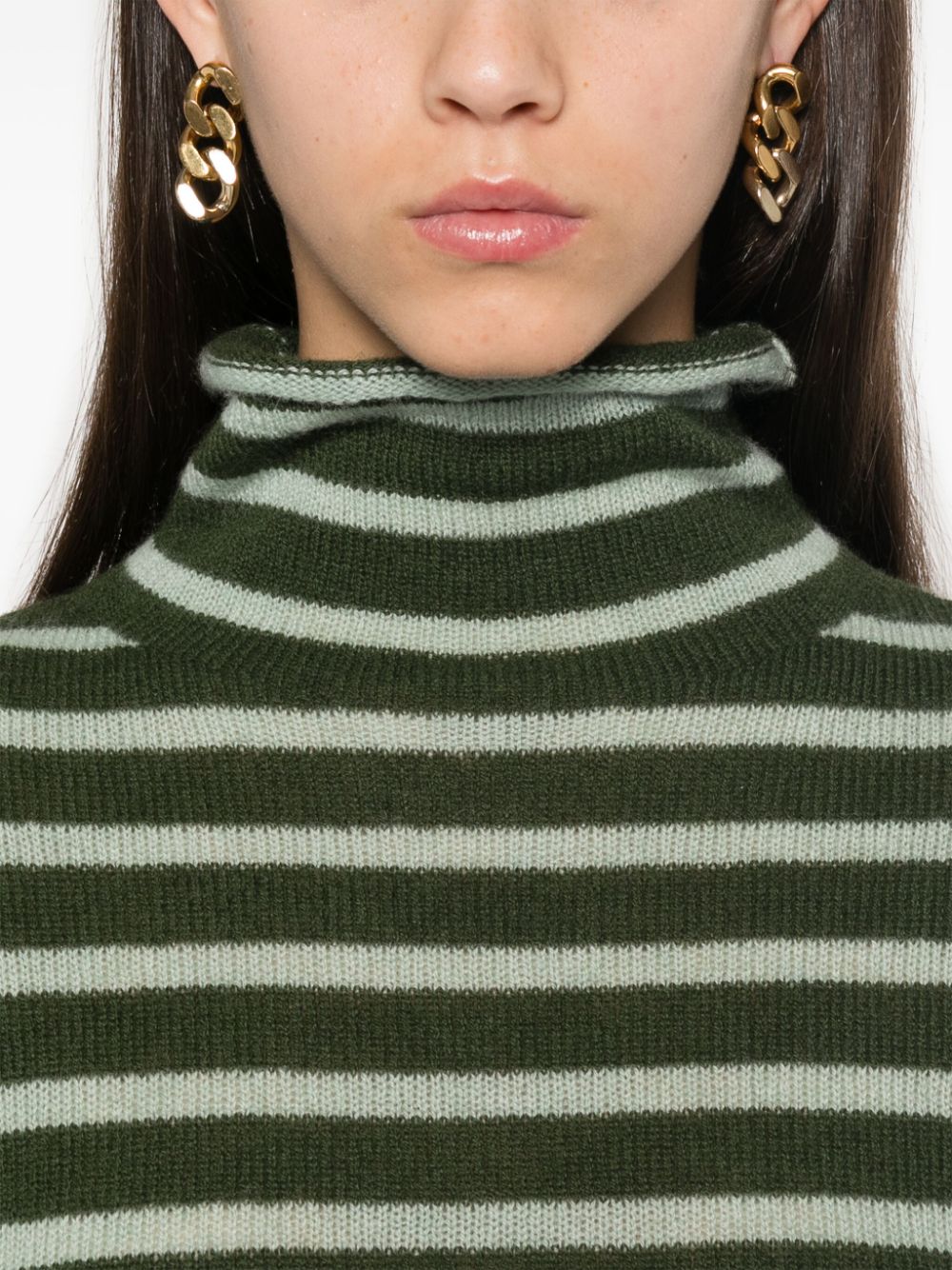 BEYOU Green Cashmere Stripe Sweater image 1