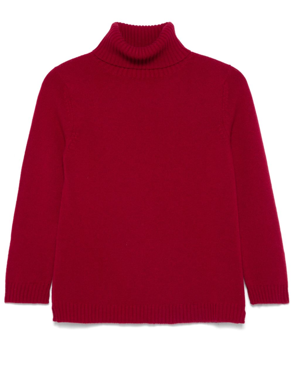 BEYOU Red Cashmere Ribbed Roll Neck Sweater image 0