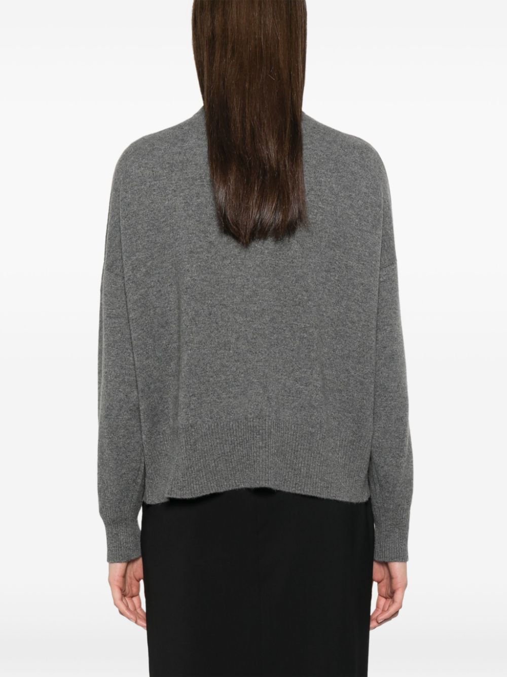 BEYOU Grey Cashmere Crew Neck Sweater image 2