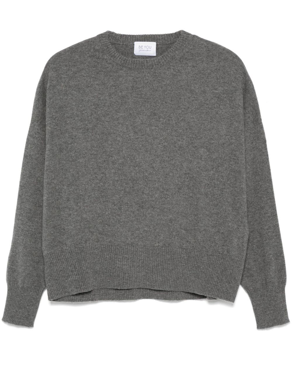 BEYOU Grey Cashmere Crew Neck Sweater image 0