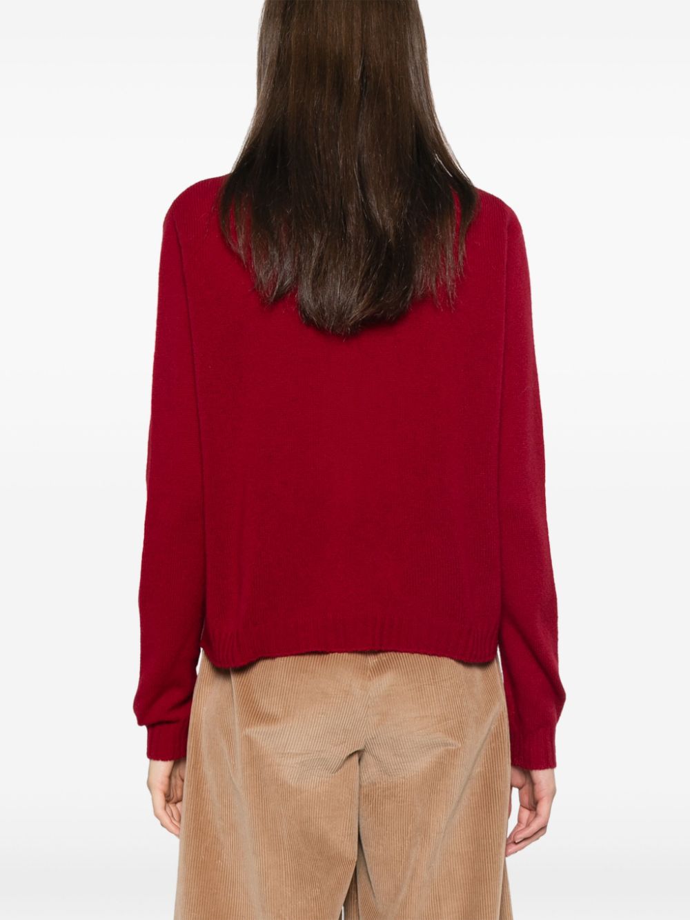 BEYOU Red Cashmere V-Neck Sweater image 1