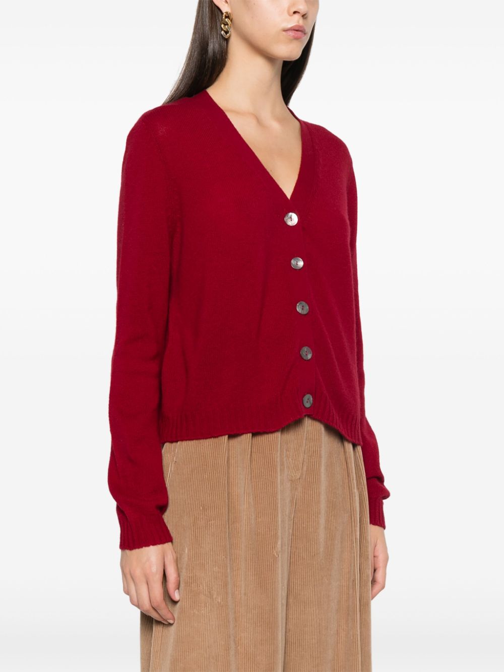 BEYOU Red Cashmere V-Neck Sweater image 2