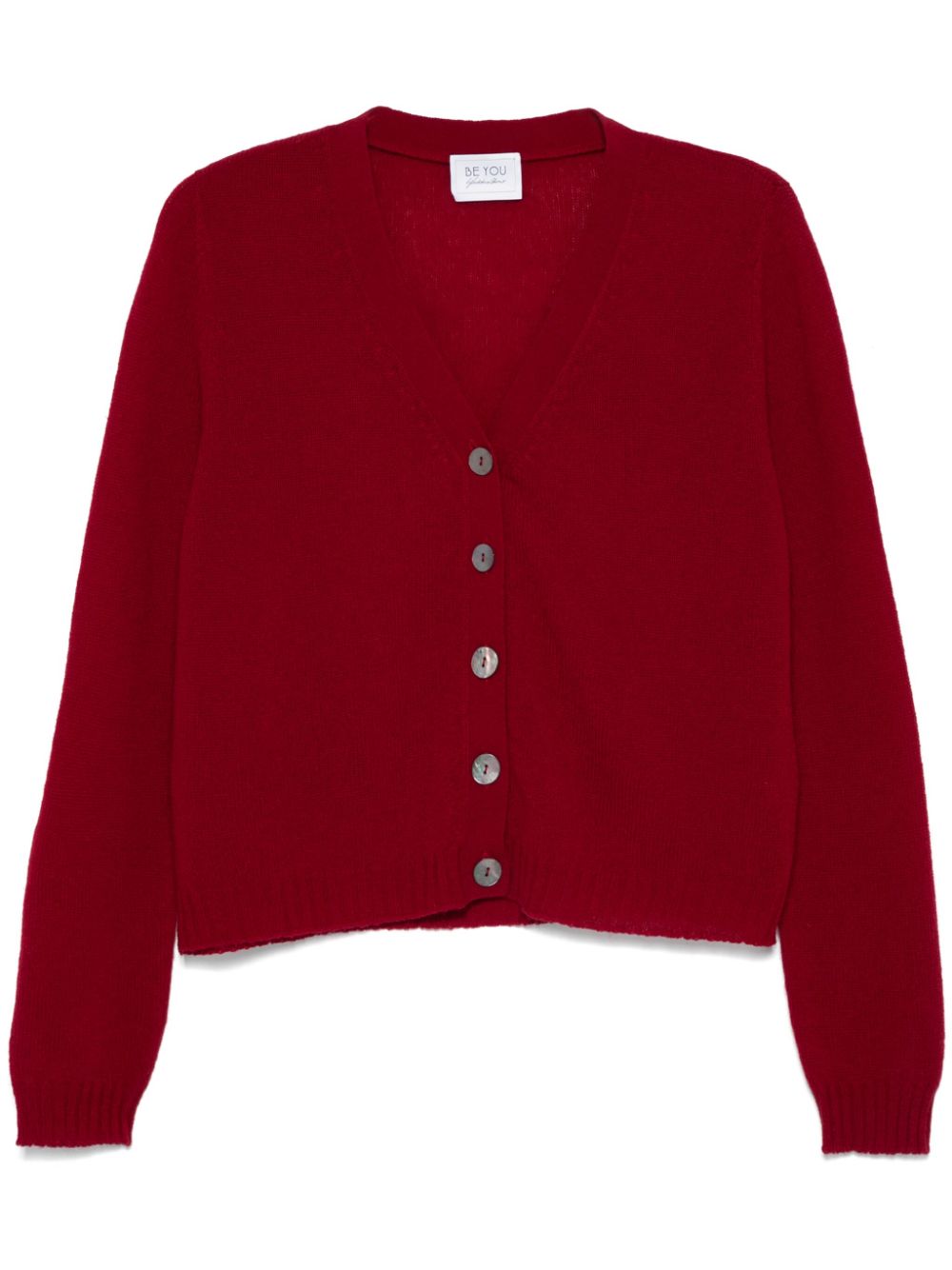 BEYOU Red Cashmere V-Neck Sweater image 0