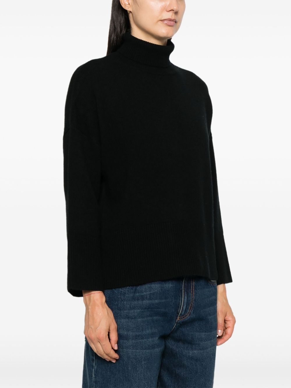 BEYOU Black Cashmere Roll Neck Sweater image 2