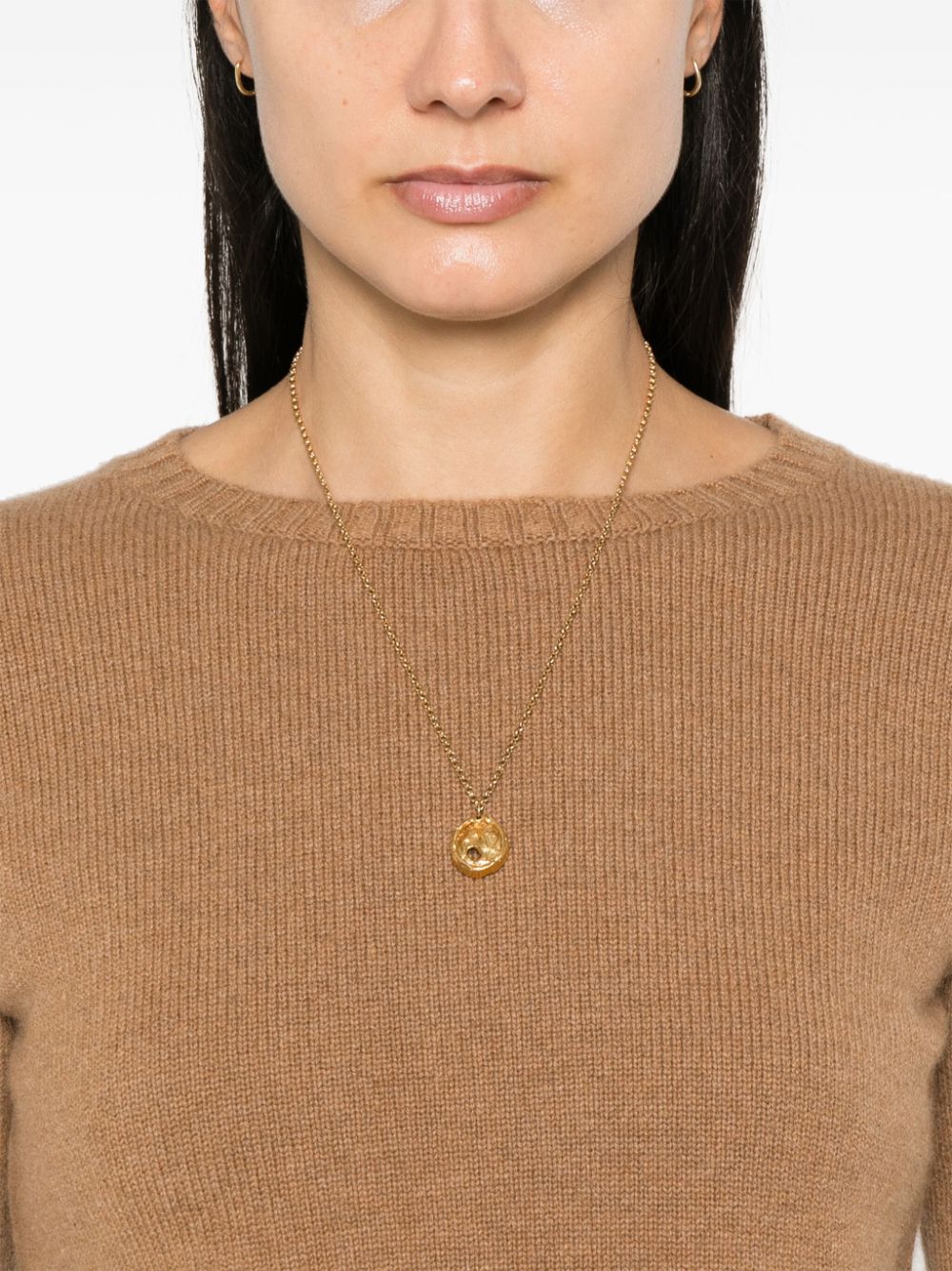 BEYOU Camel Cashmere Ribbed Crew Neck Sweater image 2